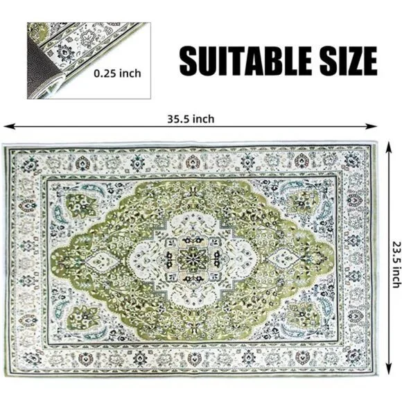 Persian Vintage Floor Mat, Boho Tribal Area Rug Stain Resistant - 23.5X 35.5