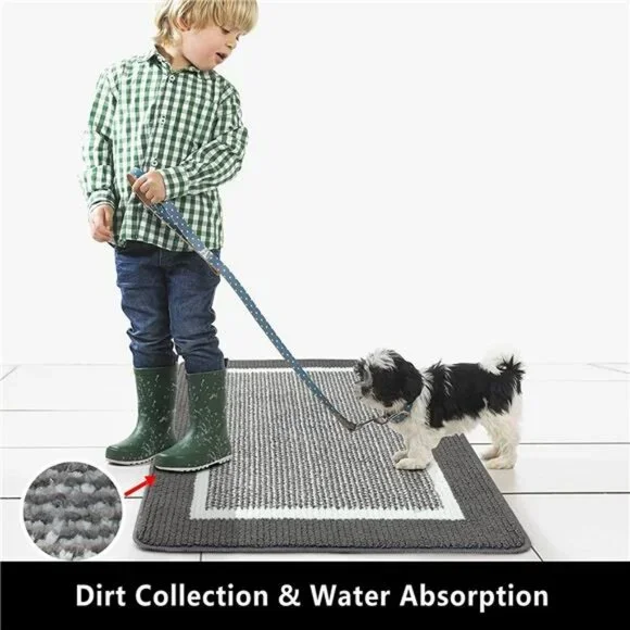 Indoor Doormat, 20x32, Non-Slip Absorbent Resist Dirt Door Mats, Grey