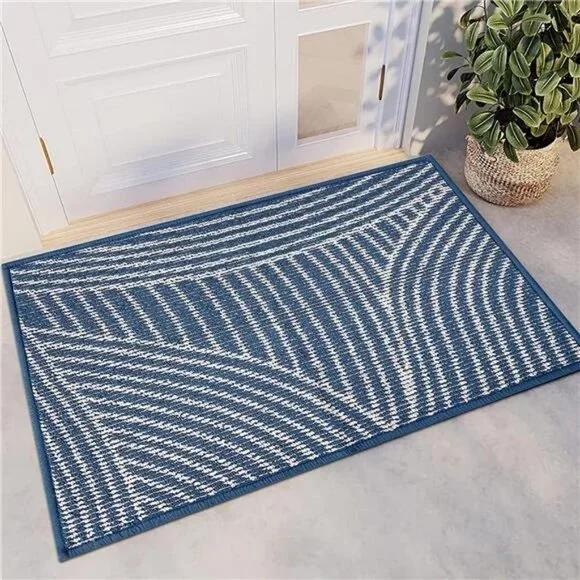 Indoor Door Mat, Non-Slip Absorbent Entryway Rug Resist Floor Mats f(Blue)