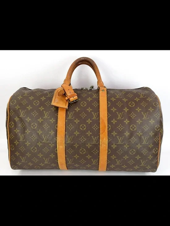 Louis Vuitton Monogram Canvas Duffel with Tan Leather Trim