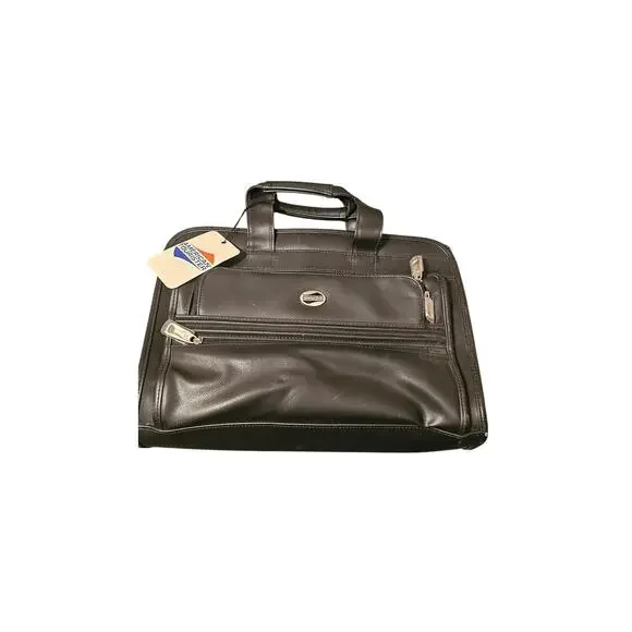 NWT black‎ American Tourist Leatherlike portfolio bag