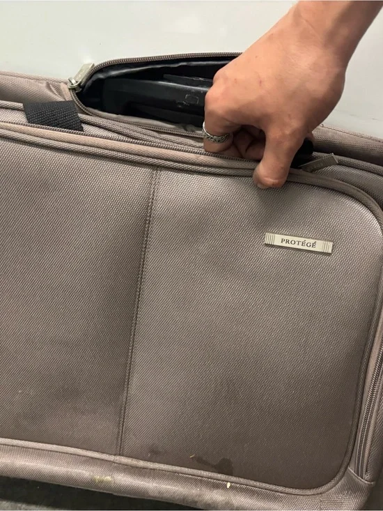 Protege Brown Soft Nylon Rolling Carry-On Suitcase w/ Wheels, Retractable