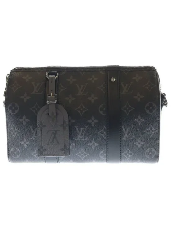 Louis Vuitton Monogram Eclipse City Keepall 2-Way Shoulder Bag Black Leather
