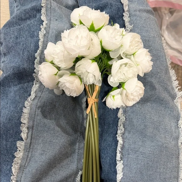 Elegant White Faux Peony Bouquet