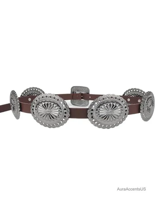 Western Cowboy Disc Concho Belt Boho Style for Jeans Dress Skirt