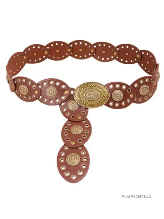 Western Chunky Wide PU Leather Belt with Metal Buckle for Women Boho Cowgirl