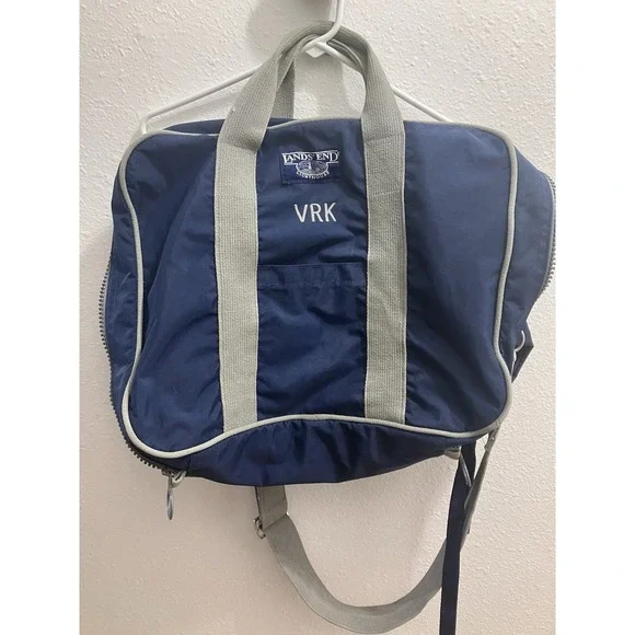 VTG Lands End Direct Merchants Travel Bag Luggage Navy Blue Nylon Unisex Adult