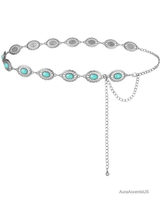 Western Waist Chain Belt Metal Concho Belt for Women Cowgirl Boho Dress Jean