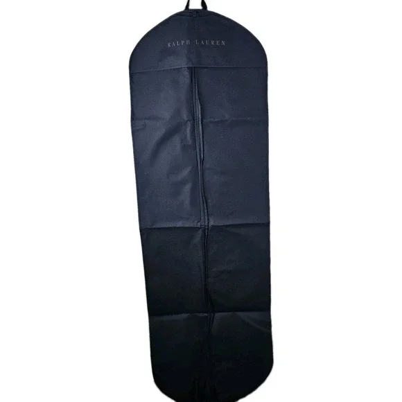 Ralph Lauren Long Navy Blue Travel Storage Garment Bag Gold Letters Quiet Luxury