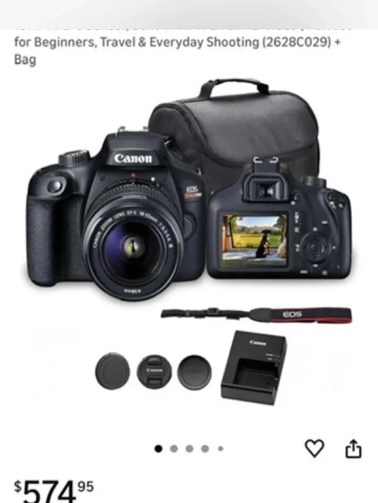 Canon Black DSLR Camera Kit with Lens, Charger & Strap