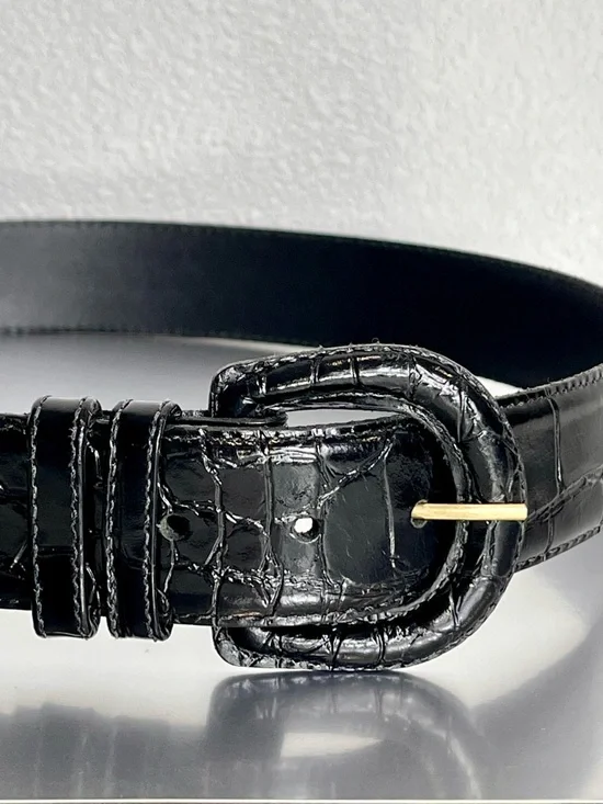Nordstrom Black Alligator Grain Leather Belt Women’s L 32 Vintage Pristine