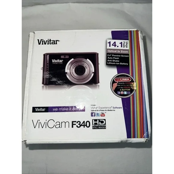 Vivitar ViviCam F340 Digital Camera‎ 14.2MP Purple NEW Compact Point Shoot