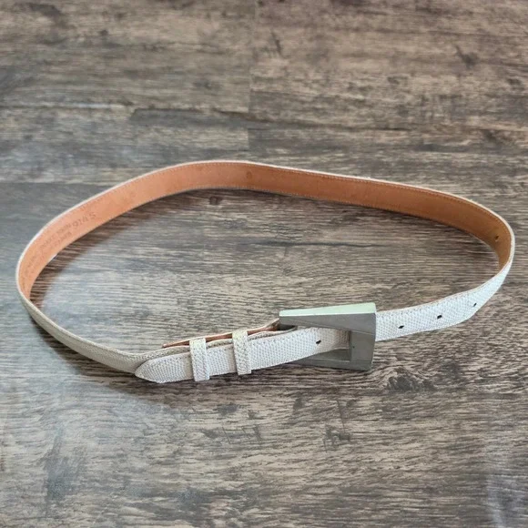 MZ Accessories of New York Belt Womens Small Cream Genuine Snake Skin Geometric