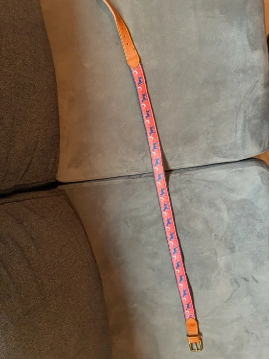 Simply Southern dog design Pink and Navy Woven Belt Sz 36