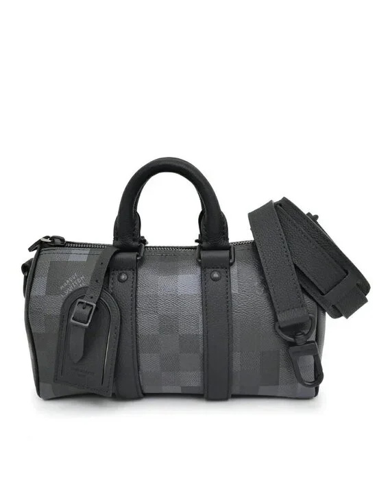 Louis Vuitton Monogram Macassar Damoflage Keepall Bandouliere 25 Black Hand