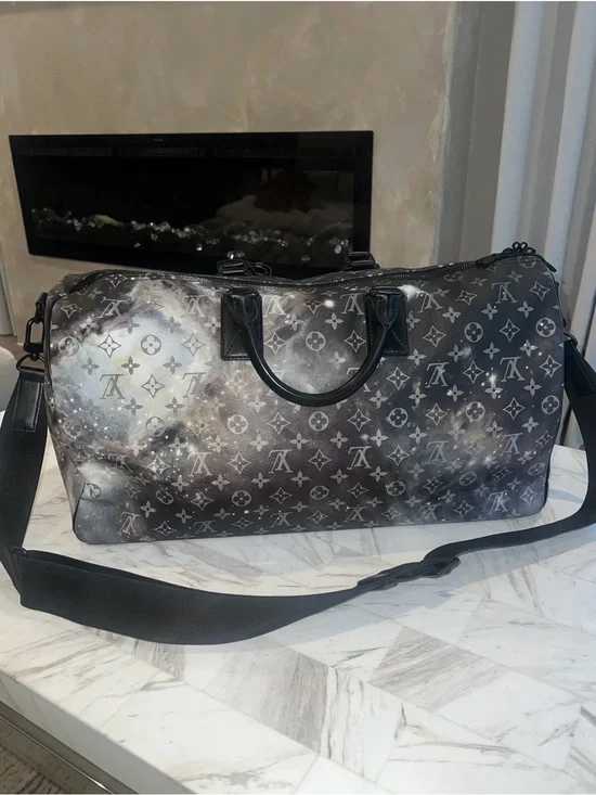 Louis Vuitton Black Galaxy Monogram Keepall Duffel
