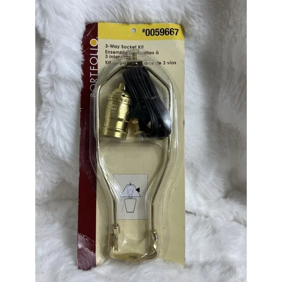 NEW Portfolio 3-Way Gold Lamp Socket Kit