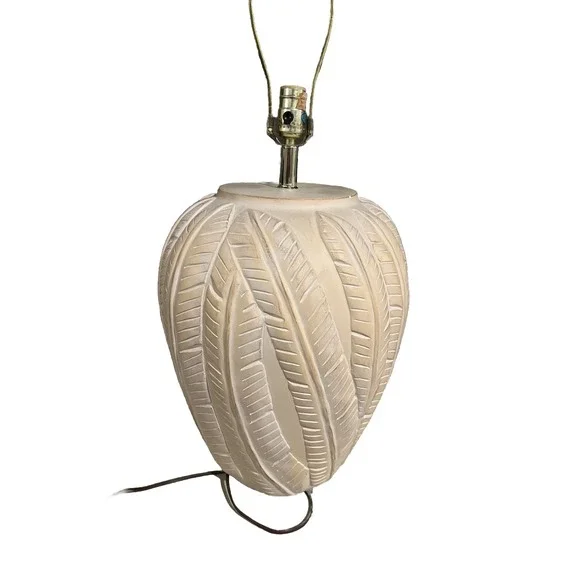 S&M IND 1988 Terracotta Lamp Southwest, Florida Style, Beach, Feather Leaf