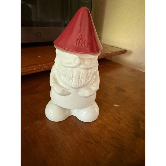 Tiki Brand Ceramic Gnome Table Torch Outdoor Tabletop Decor White Red Hat NEW