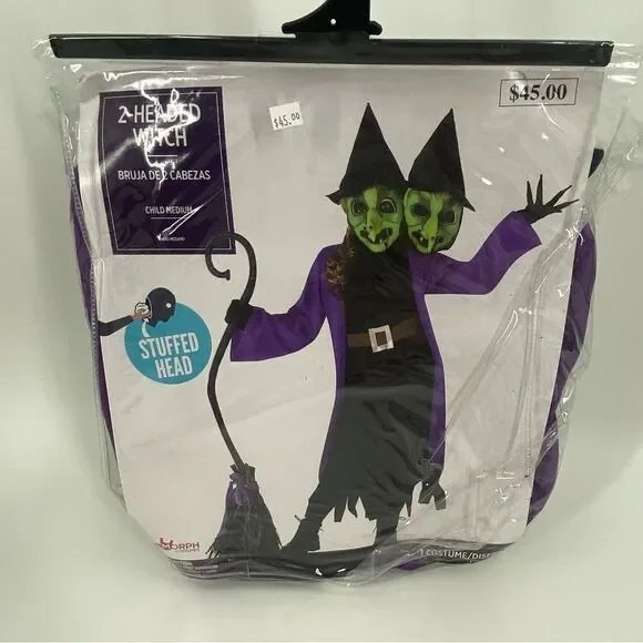 Two-Headed Witch Kids Halloween costume Costume - Purple and Black size M