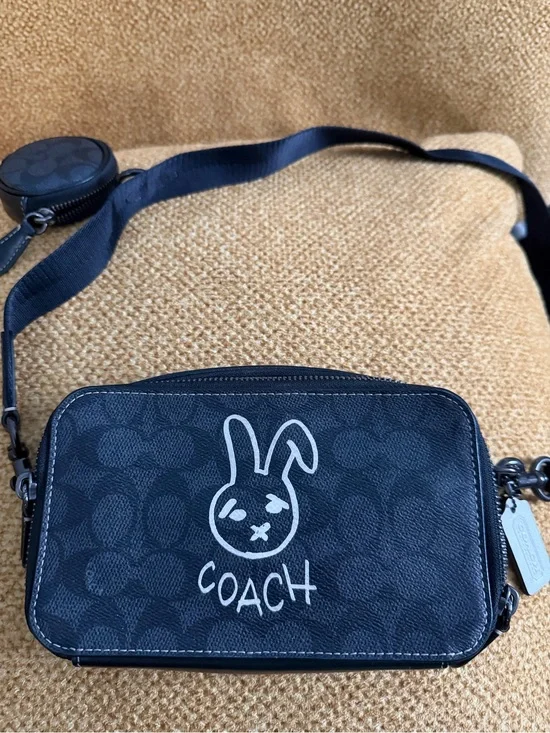 Coach Black and charcoal signature crossbody