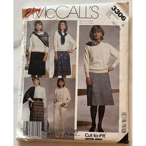 McCall's 3306 Front Pleated Skirt & Pants Sz 12-16‎ UNCUT Pattern Business Pro
