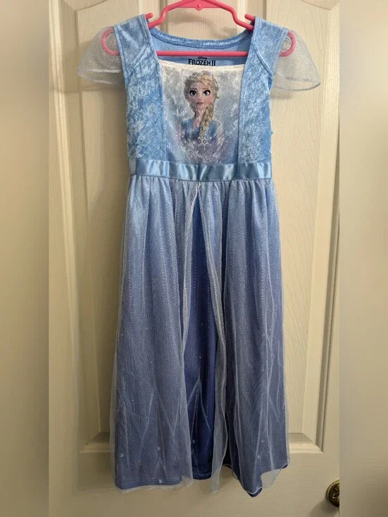 Kids Disney Elsa Light Blue Sparkle Dress Costume 6/6x
