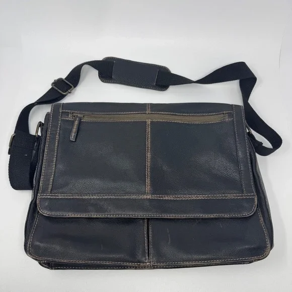 Vintage Wilsons Leather Messenger Bag Black Leather Laptop Briefcase Crossbody