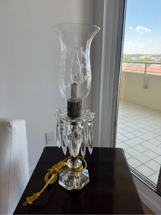 Clear Crystal Hurricane Lantern Table Lamps Unknown Brand