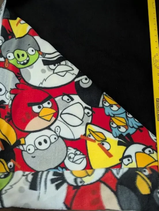 Set 2: Black Fleece Fabric Angry Birds Throw Blanket Diy New 49x59