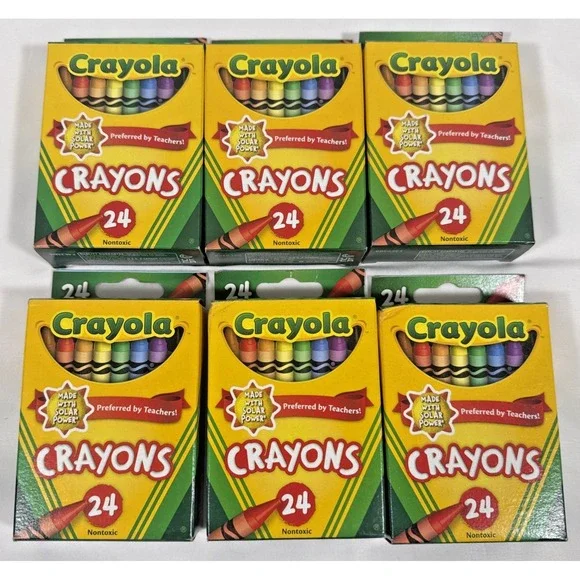 Crayola Crayons Kids 24 Count Multicolor Lot of 6 Packs 52-3024 Nontoxic NEW