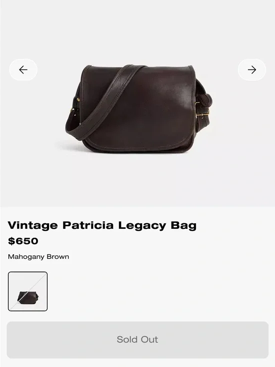 Coach Vintage Patricia Crossbody Bag  w/ Wallet - Mahogany Brown