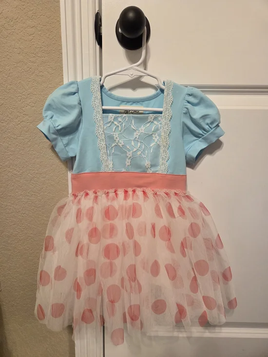 Taylor Joelle Toy Story Bo Peep Blue & Pink Polka Dot Tulle Dress 2T