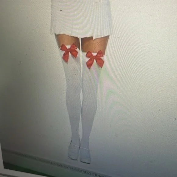 Adult Halloween costume thigh highs with red bows