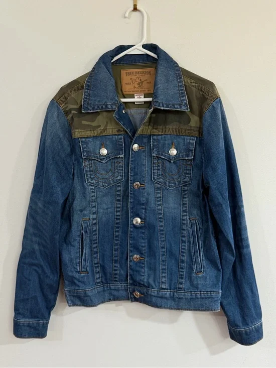 TRUE RELIGION Denim Trucker Jacket Limited Edition Camouflage Men’s Medium