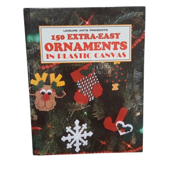 150 Easy Ornaments Craft Book Plastic Canvas Yarn Needlework Patterns Vintage