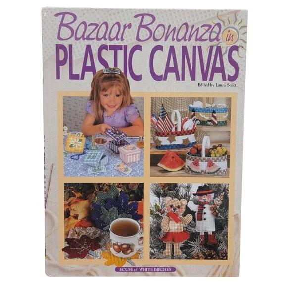 Bazaar Bonanza Craft Book Plastic Canvas Yarn Needlework Patterns Vintage