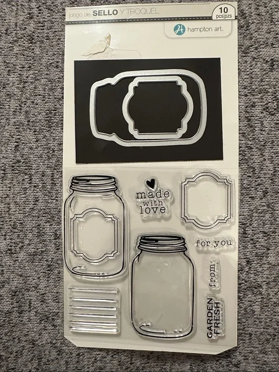 Hampton Art Mason Jar Made with Love Clear Stamp & Die Set
