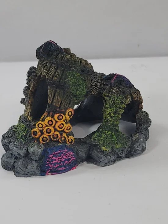 Top Fin Aquarium Decoration Fish Tank Resin Rock Barnacle Barrel Cave Ornament