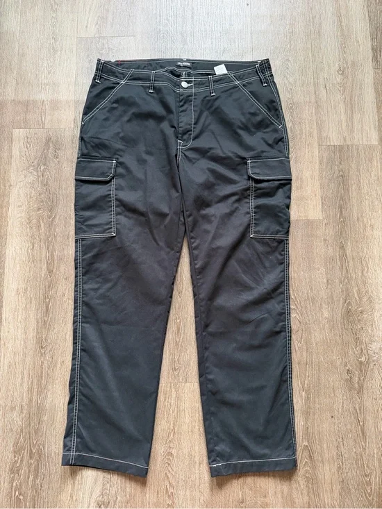 True Religion Black Cargo Pants with Contrast Stitching
