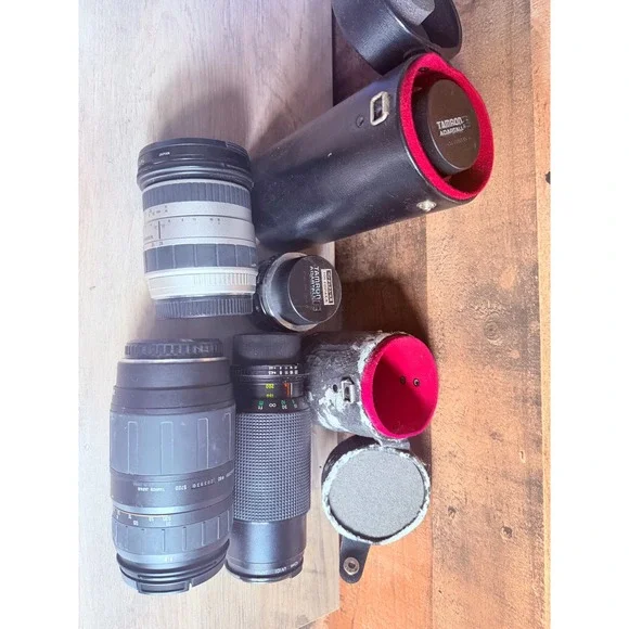 Vintage Camera Lens Lot – Tamron & Sakar Zoom Lenses + Adaptall-2 Adapters