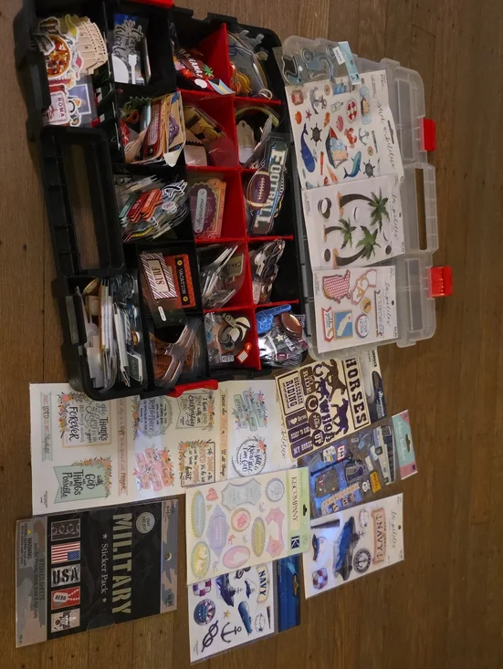 Assorted Scrapbooking Stickers and Embellishments W/ Storage Case : All NEW