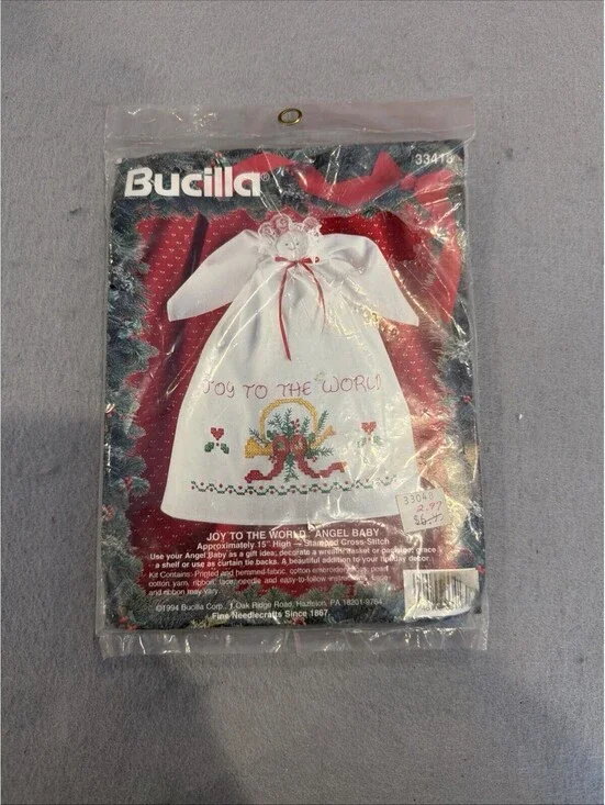 1994 Bucilla #33421 Angel Baby Stamped Cross Stitch Kit New