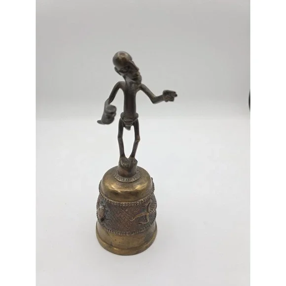 Antique Ashanti West Africa Solid Brass Bell.  Working Condition, 362 Grams