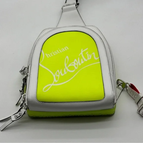 Men Christian Louboutin Loubifunk Bag‎ Lime Green/White Mint Condition unisex