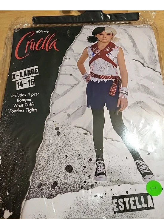 Disney Cruella Estella Costume Set in Black, White & Red Accents