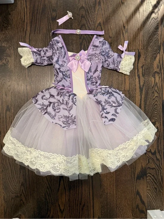Weissman Lavender Sequin Princess Tutu Costume with Cream Lace