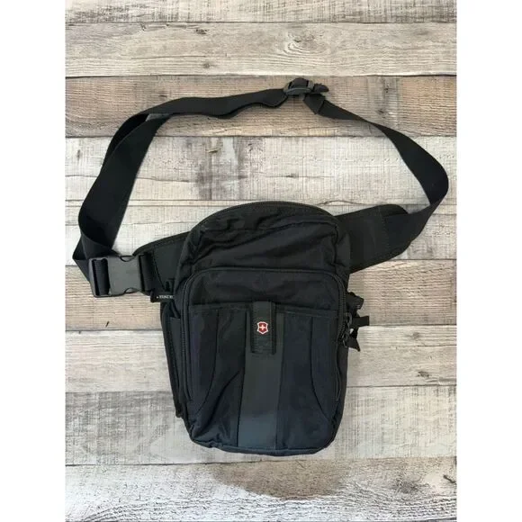 Victorinox Swiss Army Nylon Shoulder Bag Black Utility Outdoor Camping Fishing