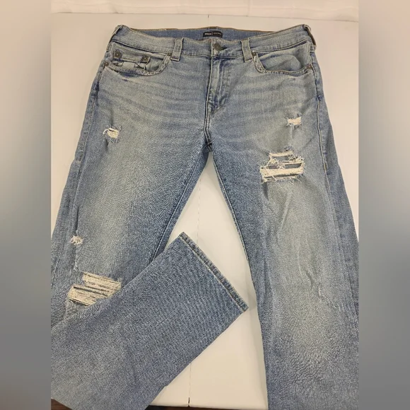 True Religion Men's Distressed Rocco Jeans Relaxed Skinny Size 36 Blue L-3331