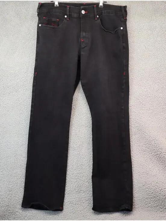 True Religion Jeans Ricky Relaxed Straight 36x32 Red Stiches